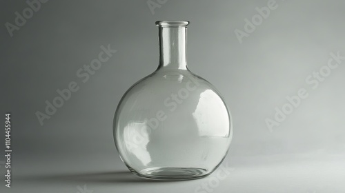 Round-bottomed flask containing a liquid. Laboratory glassware. Biology, medicine, and pharmaceuticals. 