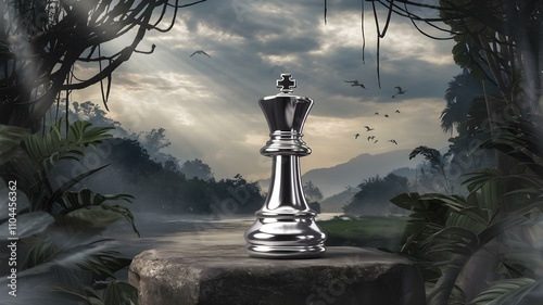 illustrations of chess monarch on a board with historical background