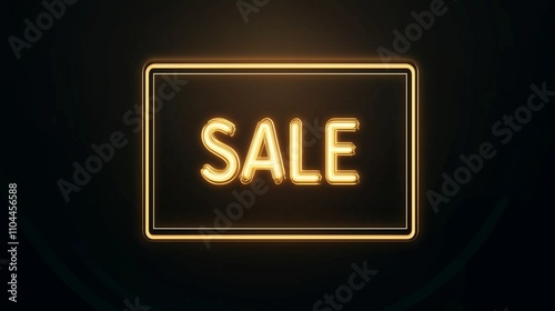 A glowing frame with bright golden text displaying Sale