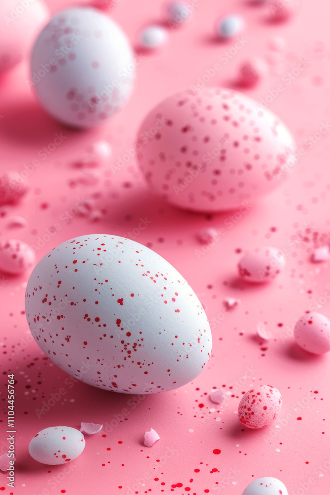 easter eggs happy easter pink background Generative AI easter eggs happy easter pink background Generative AI