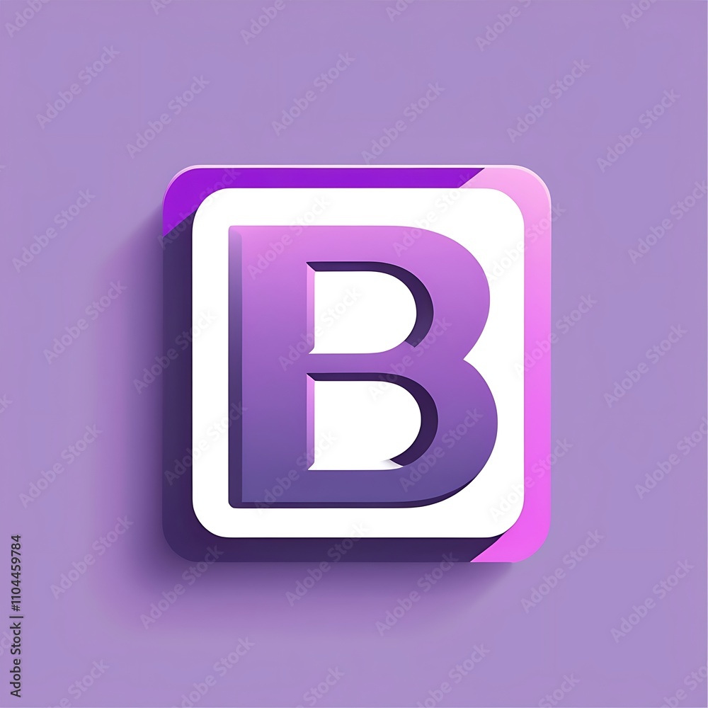 stylish letter B purple icon logo for Adobe Stock UI UX button stylish letter B purple icon logo for Adobe Stock UI UX button