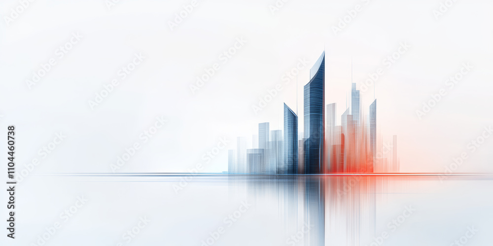 Minimalist graphic illustration of city and building Outlines
