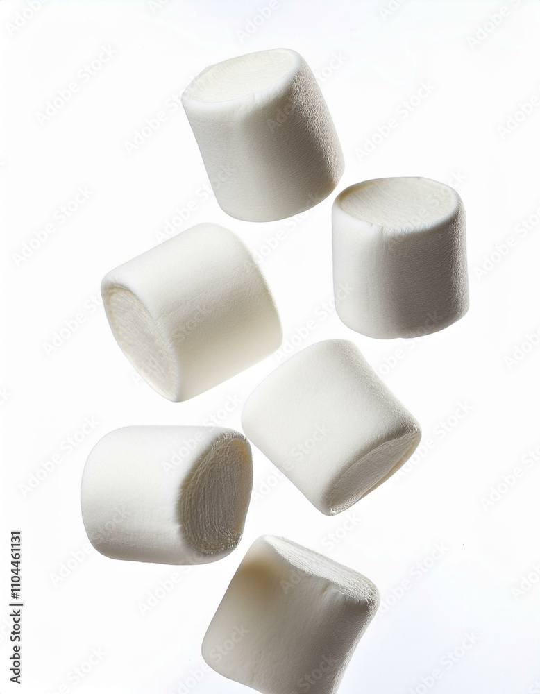 falling marshmallow on white background falling marshmallow on white background