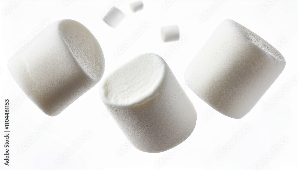 falling marshmallow on white background falling marshmallow on white background