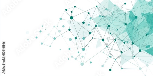 Light gentle abstract background featuring interconnected nodes and shapes with ample copy space