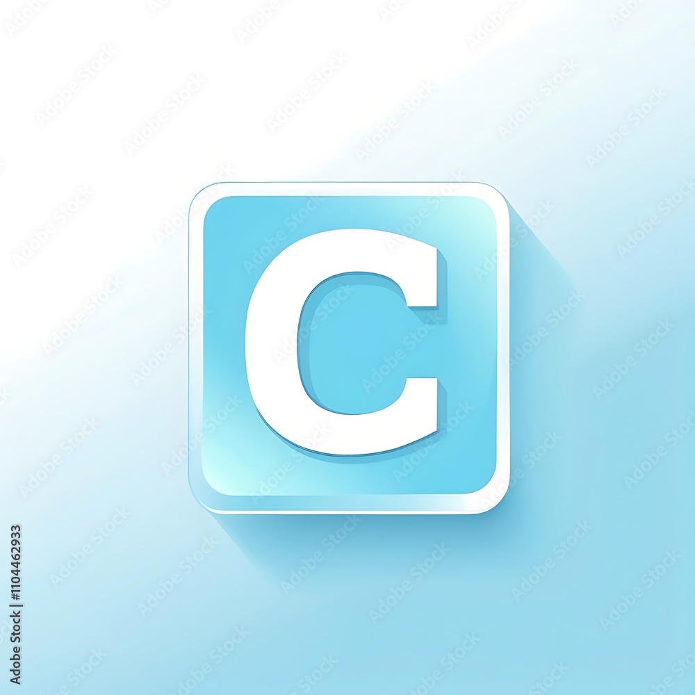 sleek letter C blue icon logo for Adobe Stock UI UX button sleek letter C blue icon logo for Adobe Stock UI UX button