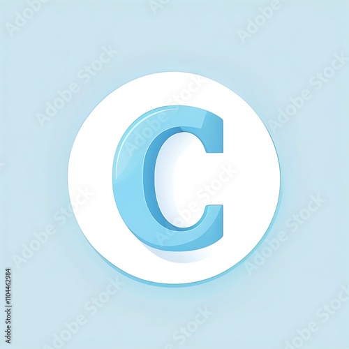 sleek letter C blue icon logo for Adobe Stock UI UX button