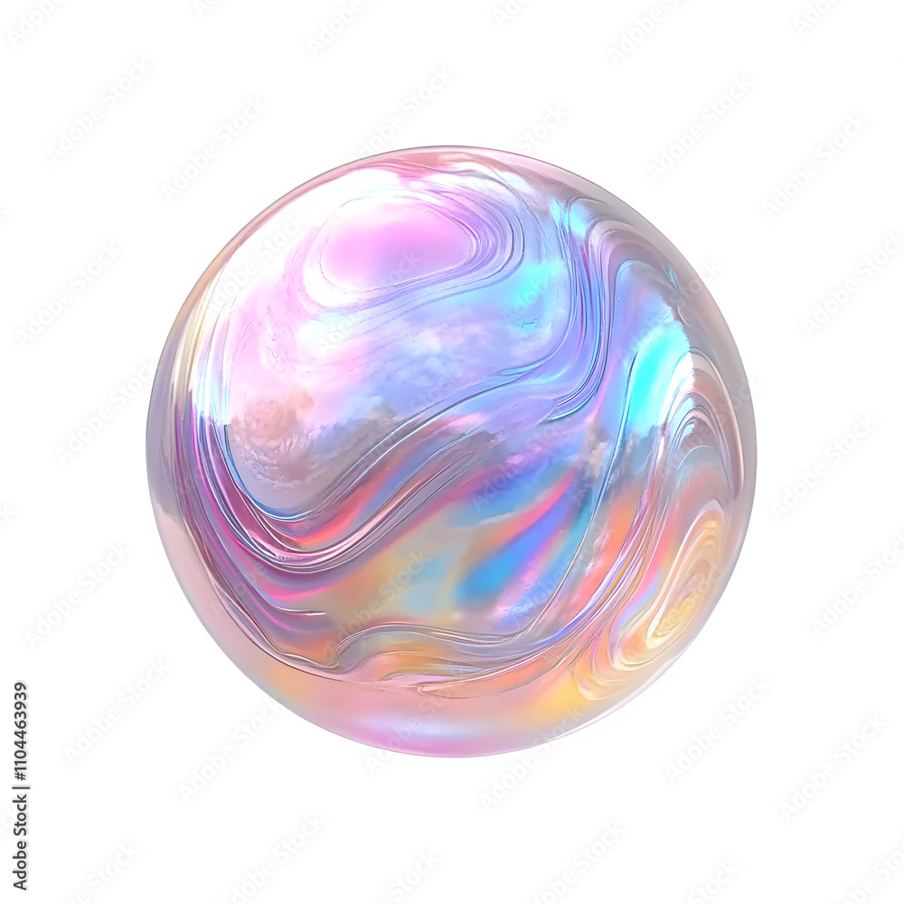 Soap bubble floating with rainbow colors against a transparent background Soap bubble floating with rainbow colors against a transparent background