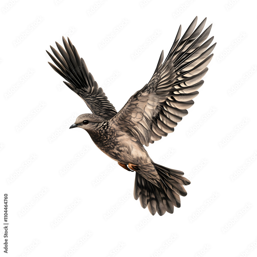 Fototapeta premium Graceful bird in realistic illustration soaring with outstretched wings against a transparent background