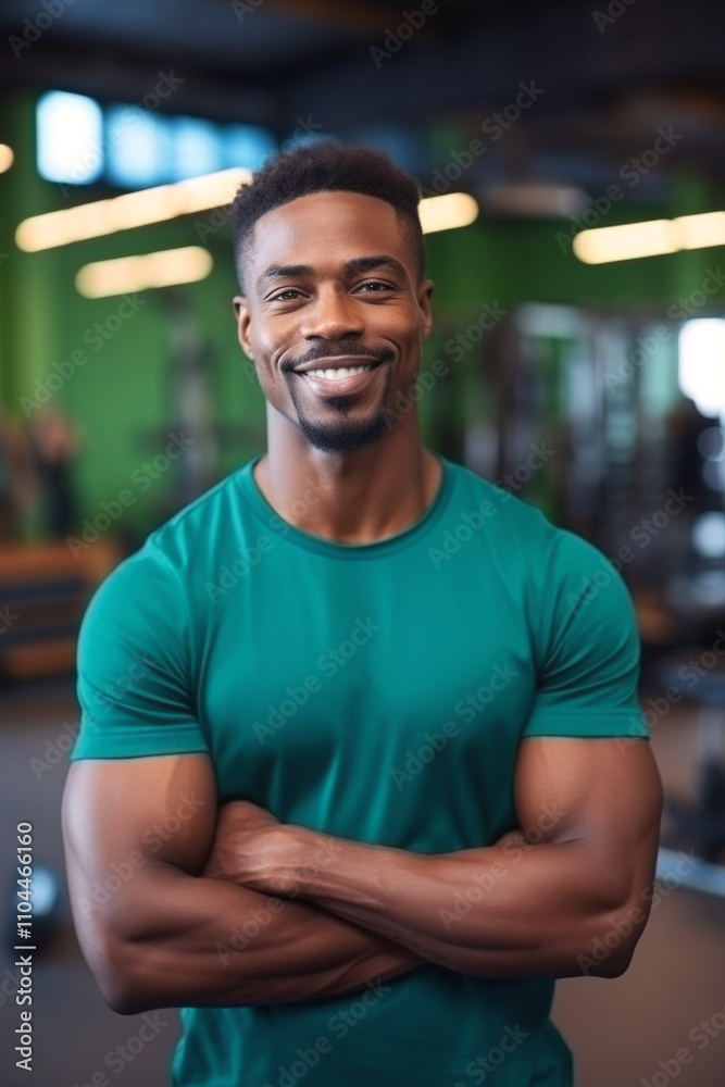 Fototapeta premium afro american man in the gym Generative AI