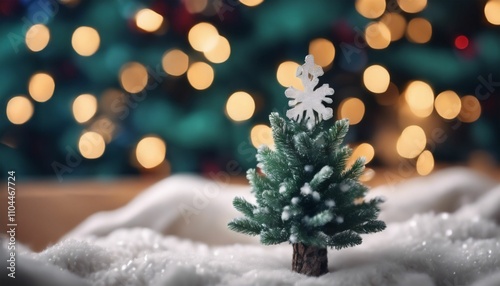 Christmas Background With Snowflakes And Christmas Tree