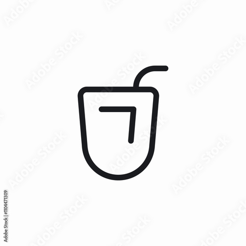 glass drink straw icon sign vector