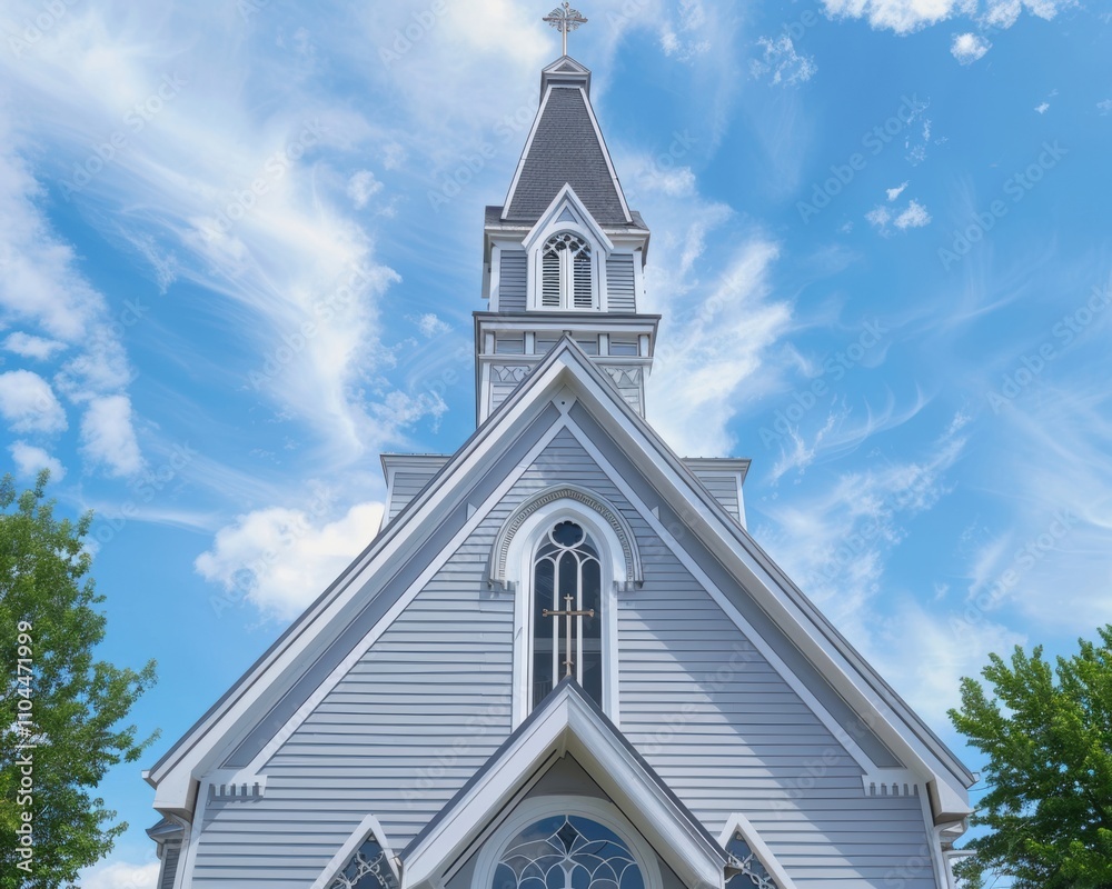A stunning view of a historic church under a bright blue sky, emphasizing its architectural beauty and spiritual significance. A stunning view of a historic church under a bright blue sky, emphasizing its architectural beauty and spiritual significance.