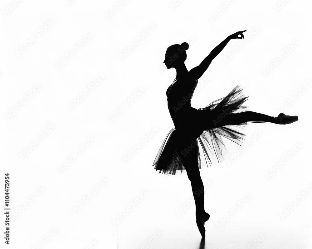 A graceful female ballet dancer in a silhouette pose, showcasing elegance and strength in motion. A graceful female ballet dancer in a silhouette pose, showcasing elegance and strength in motion.