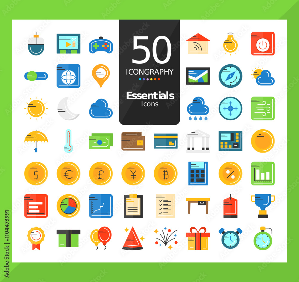 Pack of Essentials Flat Style Vector Icon Design Pack of Essentials Flat Style Vector Icon Design