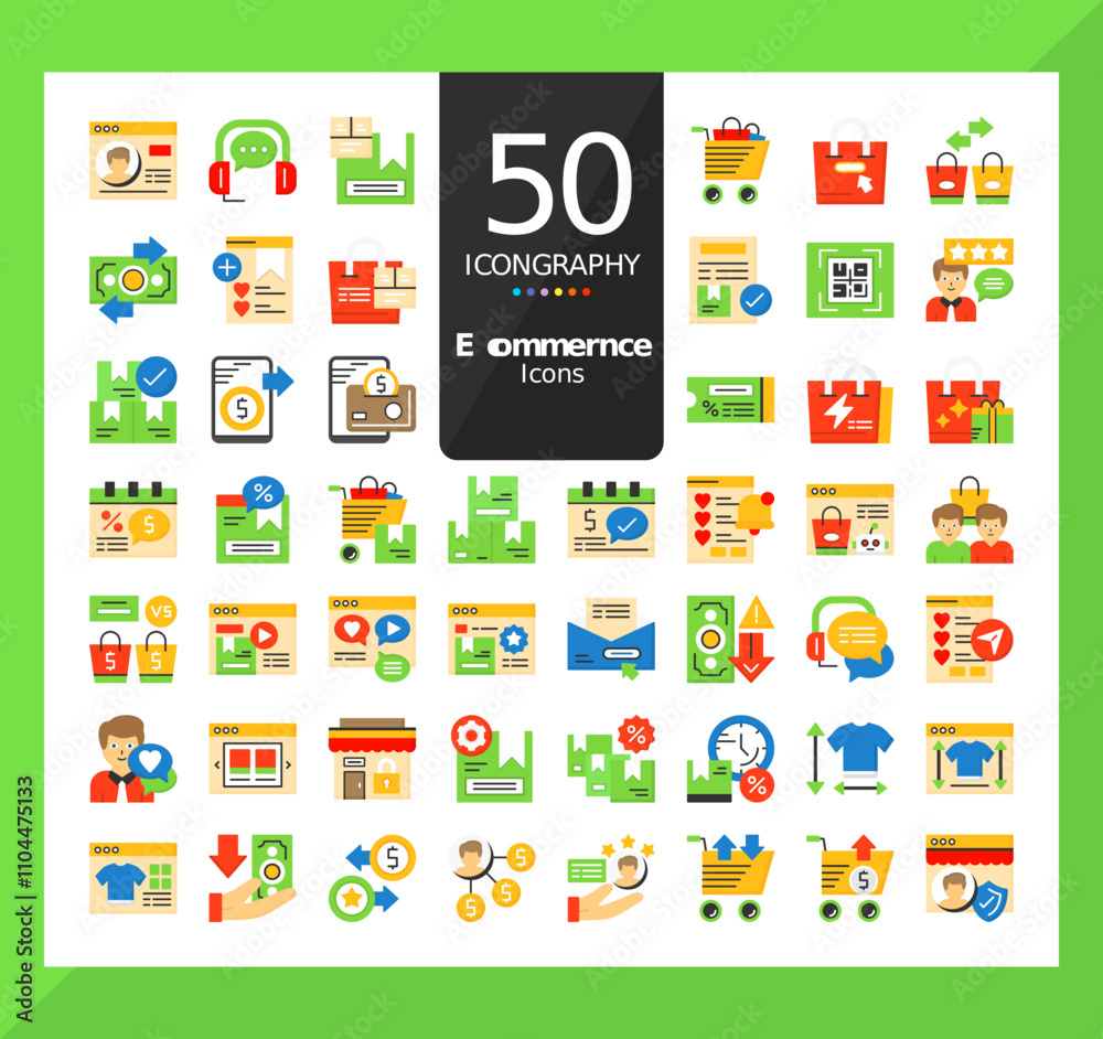 Pack of E Commerce Flat Style Vector Icons Design Pack of E Commerce Flat Style Vector Icons Design
