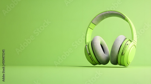 Vibrant Green Headphone Design Showcasing Modern Art in Audio Technology