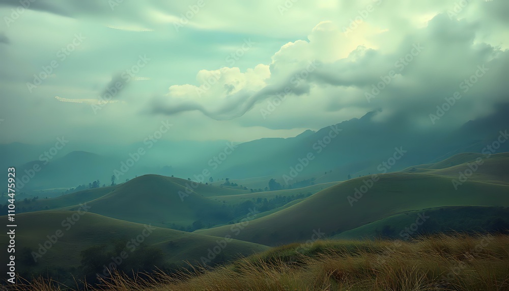 Obraz premium Surreal Whispering Winds in Mountainous Landscape