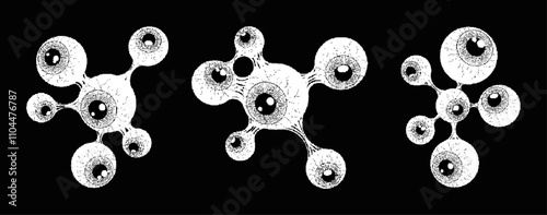 Eyeballs connected by white liquid, Art made in 8 bit style, retro execution, trippy LSD adventures, psychedelics, psychological problems, fears, paranoia and other concepts. Vector art - Eyeballs