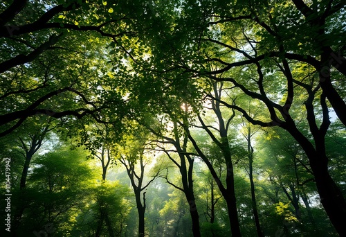 Tranquil Art Nouveau Forest Scene