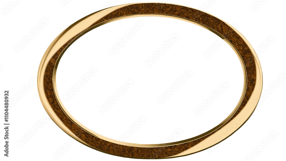 Simple Golden Oval Frame Isolated  
