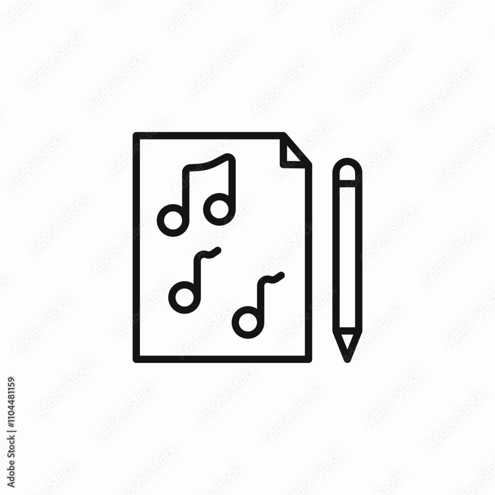 music notes paper pen icon sign vector music notes paper pen icon sign vector
