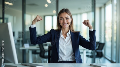 Confident businesswoman celebrating IWD in modern office