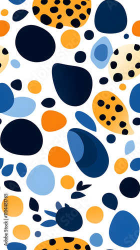 Artful Modern Wallpaper Design Featuring Playful Shapes in a Vibrant Color Palette