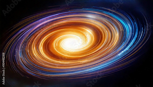 Bright light trails swirling to form a dynamic vortex of energy, suggesting motion, power, and cosmic phenomena