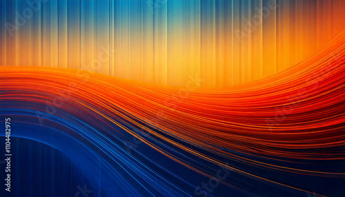 Smooth elegant orange and blue lines flowing and creating a beautiful abstract wave design