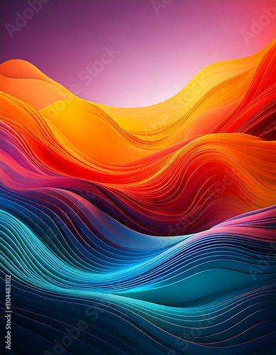 Abstract waves are flowing smoothly, creating a vibrant and colorful design with a gradient of hues