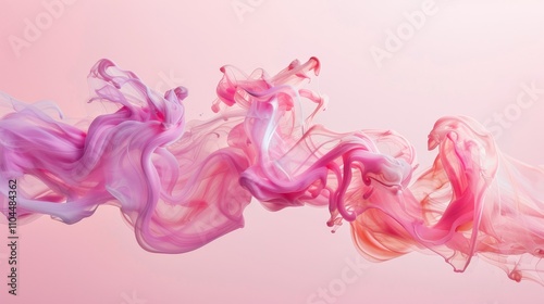 Abstract pink and purple ink swirling in a soft gradient background