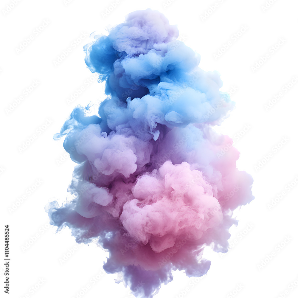 Fototapeta premium Abstract ethereal shape created by pink and blue smoke, perfect for digital art projects, isolated on transparent background