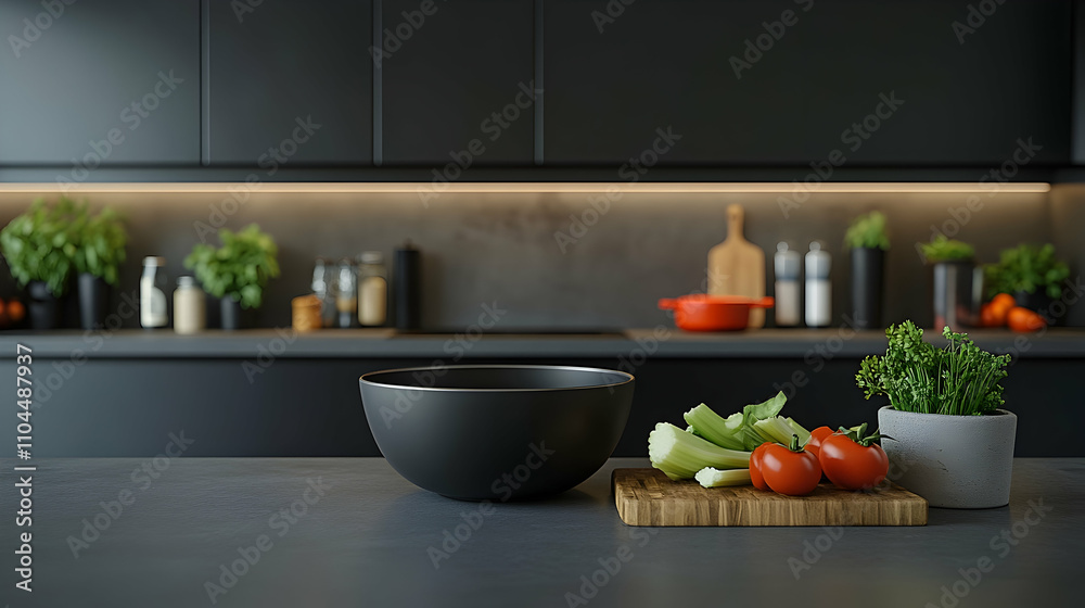 Smooth celery soup with vegetables served in a stylish kitchen.4k image Smooth celery soup with vegetables served in a stylish kitchen.4k image
