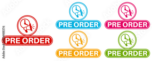 Set collections pre order colorful icon sign. online shopping symbol labels design stickers template Vector illustration