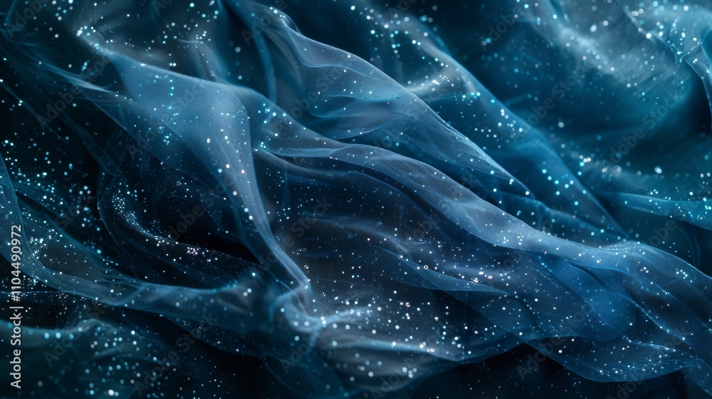 Sparkling blue fabric with ethereal glitter Sparkling blue fabric with ethereal glitter