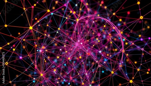 Quantum Entanglement Web: A Dance of Vibrant Colored Nodes