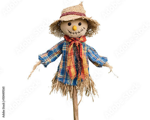 a scarecrow with a hat and scarf