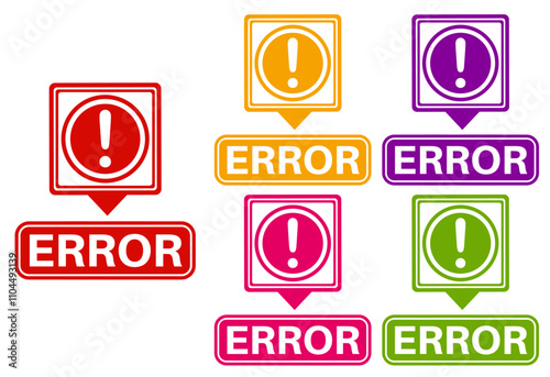 set sign error icon. trouble symbol template labels sticker design template vector illustration