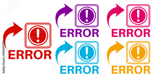 Set collections trendy colorful error icon sign. maintenance labels design template Vector illustration