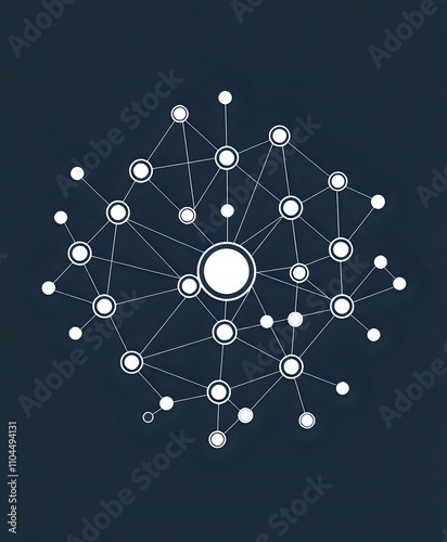 Complex Network Diagram in Minimalist Style - Adobe Stock Photo