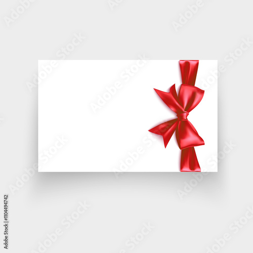 Gift Card template voucher With red bow Vector illustration