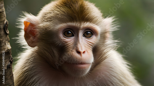 Close-up Portrait of a Young Monkey