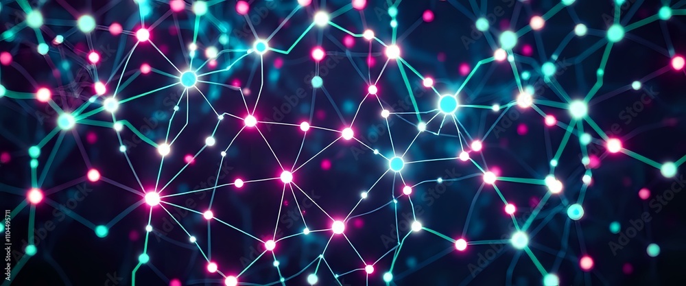 Neon Cyberpunk Network Glow - Futuristic Abstract Art