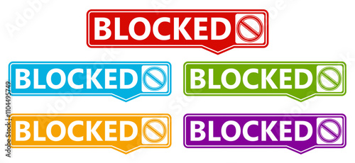 set blocked sign symbol. stop mark icon banned sign labels sticker design vector illustration