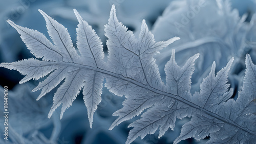 Frost-Covered Leaf Close-Up