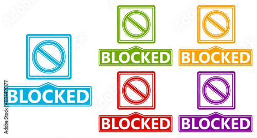 set blocked sign symbol. Prohibited sign label design template vector illustration