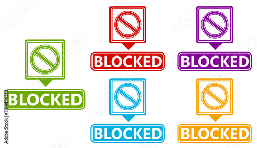 set blocked sign symbol. Prohibited sign label design template vector illustration