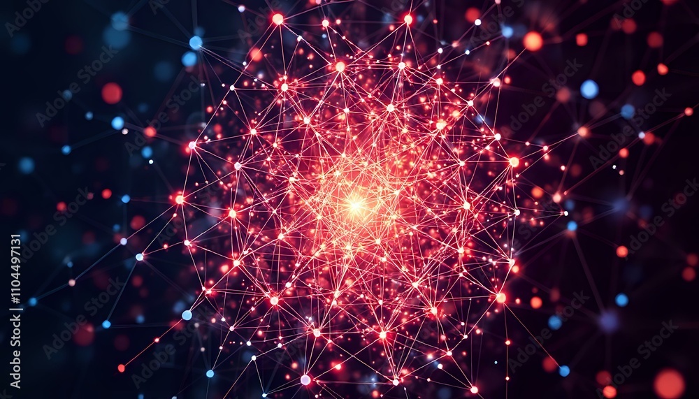 Obraz premium Quantum Starscape with Glowing Red Dots