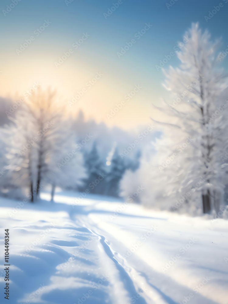 Winter Wonderland: A Serene Snow Path at Sunrise Winter Wonderland: A Serene Snow Path at Sunrise